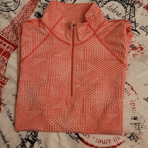 Women Coral Geometric Half-Zip Pullover Size XL